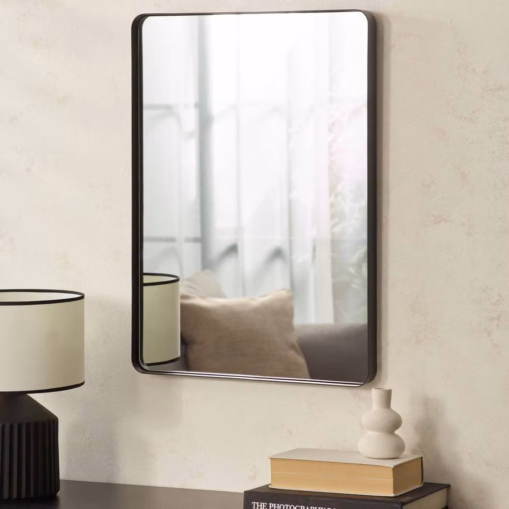 Cheshire Axis Modern Rectangular Wall Mirror with Black Metal Frame – 2