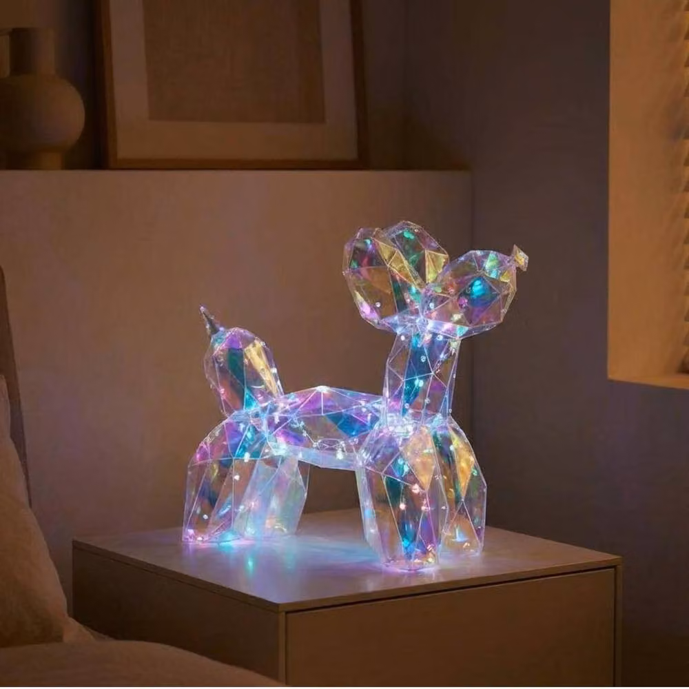 Lesser & Pavey Starlightz LED Balloon Dog Decorative Table Lamp in Beige and Multicolour, W/D/H: 46 x 46 x 36 cm – 3