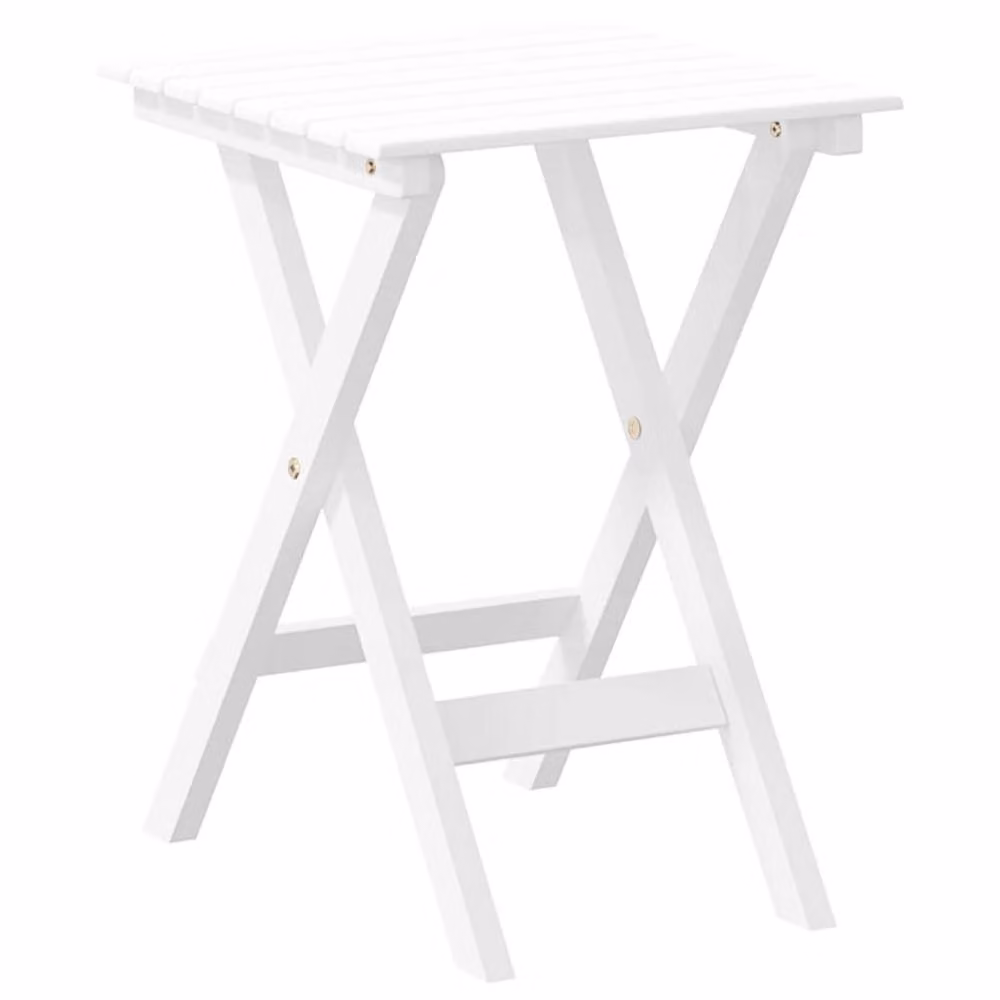Berkfield Home Foldable Side Table in White Solid Poplar Wood – 2