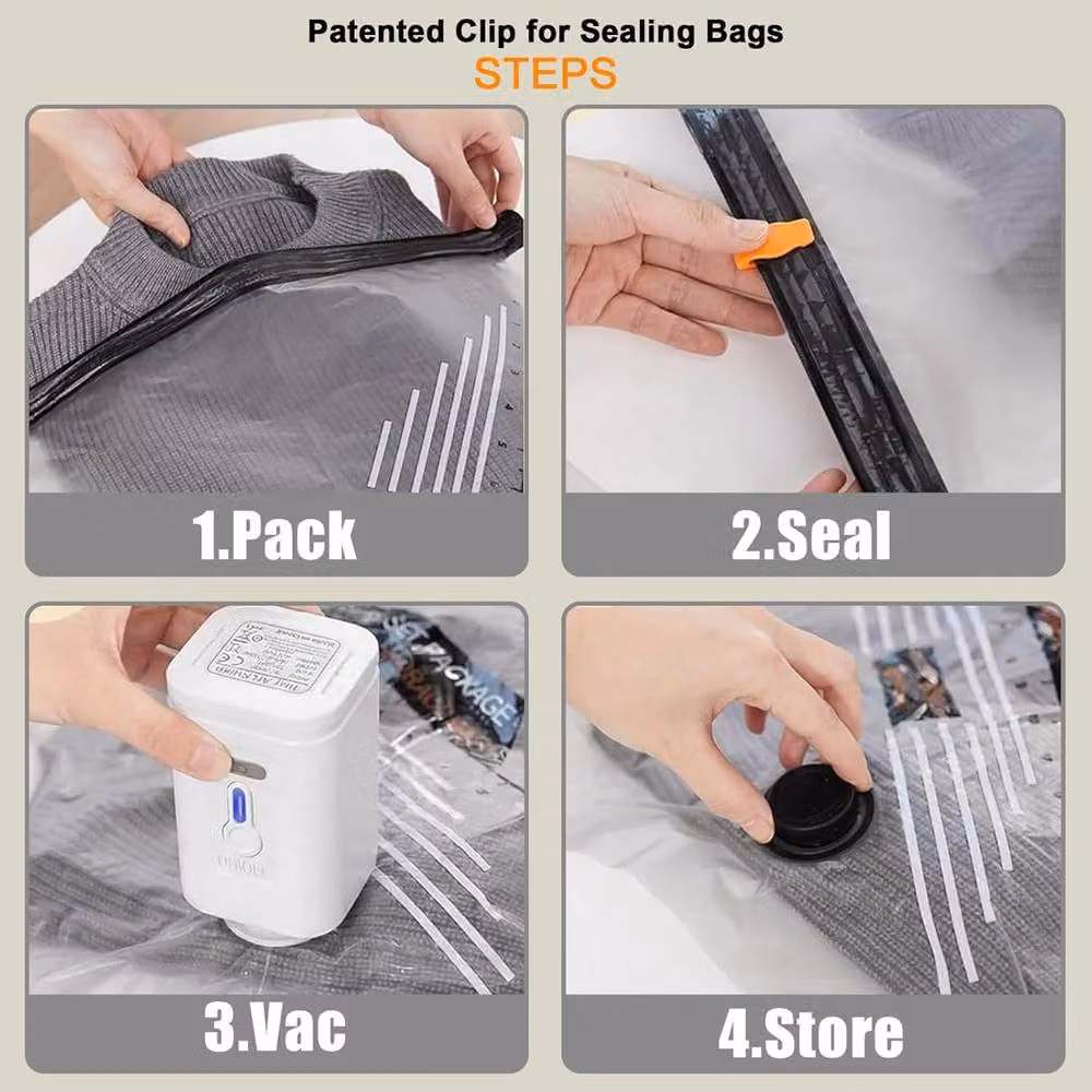 ATEK 20 Pack Reusable Vacuum Storage Bags with Wireless Air Pump in Clear – 3