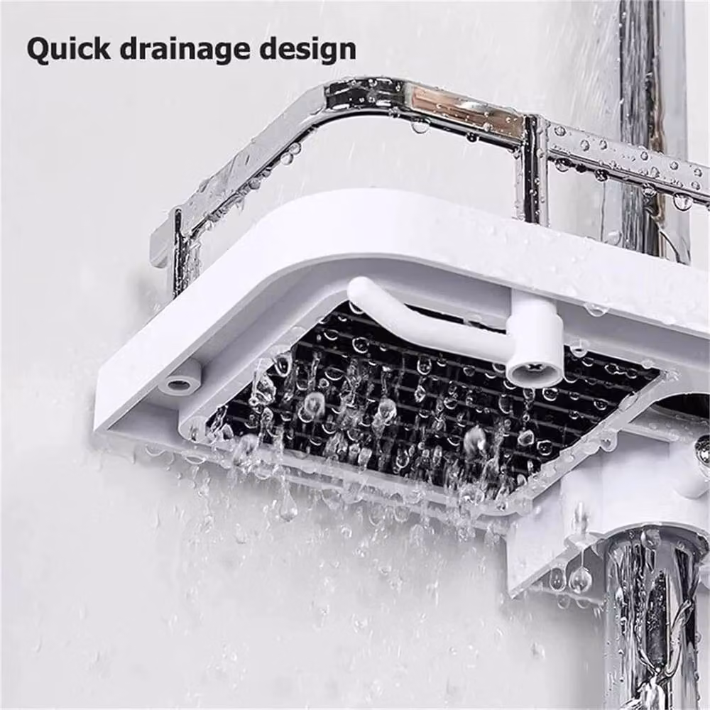 VOGREX White Hanging Plastic Shower Caddy with Drainage for Bath Storage – 4