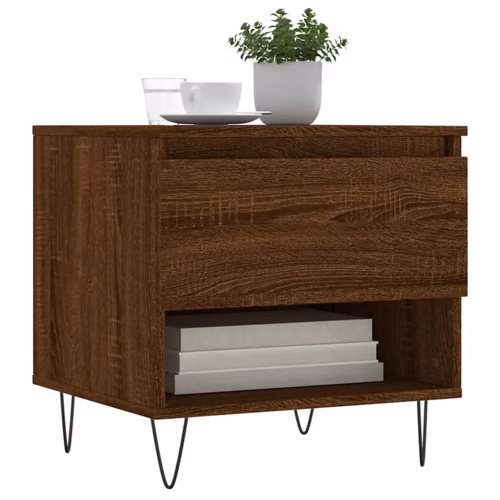 Berkfield Home Set of 2 Modern Square Coffee Tables in Brown Oak, W/D/H: 50 x 46 x 50 cm – 2