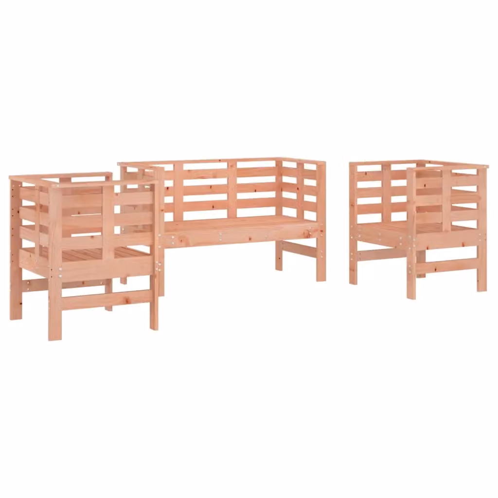 Berkfield Home 3 Piece Douglas Garden Lounge Set in Brown with Cushions and Solid Wood Frame – 2