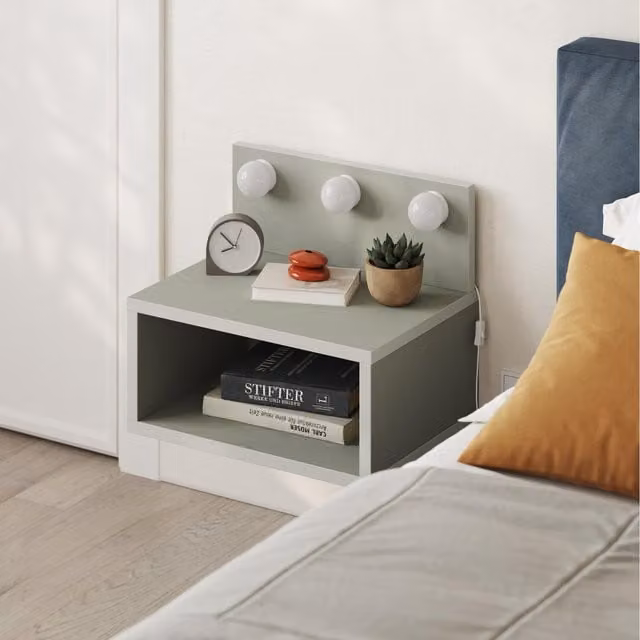 Decortie Treo Floating LED Bedside Table in Green, W/D/H: 30 x 30 x 30 cm