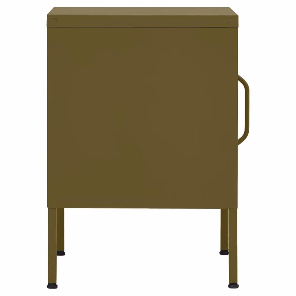 Berkfield Home Nightstand in Matt Green Metal, W/D/H: 35 x 35 x 51 cm – 4