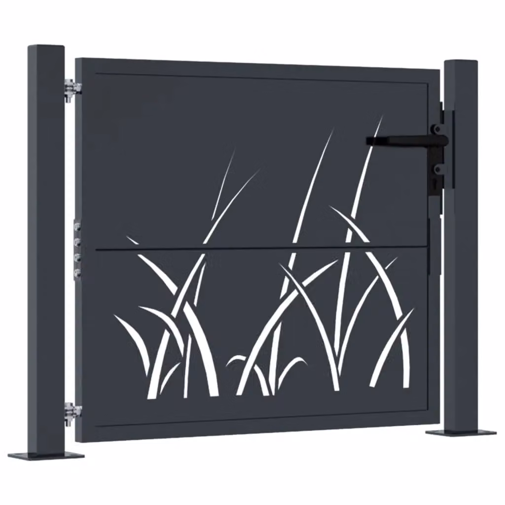 Berkfield Home Anthracite Steel Garden Gate with Grass Design W: 105 cm, H: 105 cm – 2