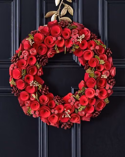 Dibor Extra Large Red Rose Christmas Wreath, Diameter: 42 cm