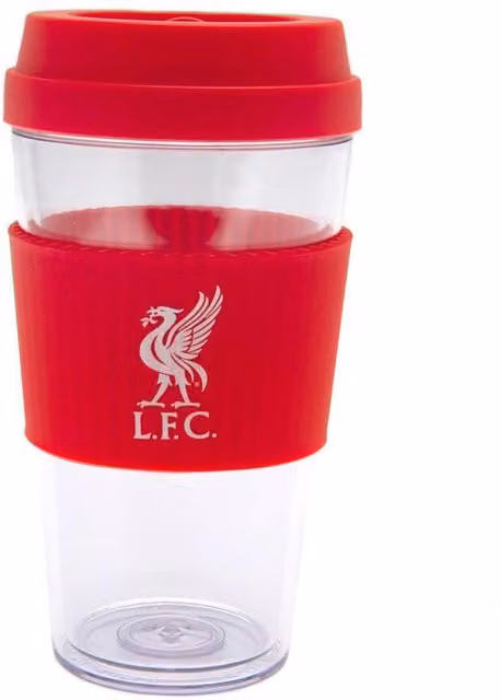 Liverpool FC Crest Travel Mug with Lid, Red and Transparent, 400 ml