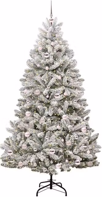 Berkfield Home Elegant Artificial Christmas Tree in Green and White, Height: 210 cm