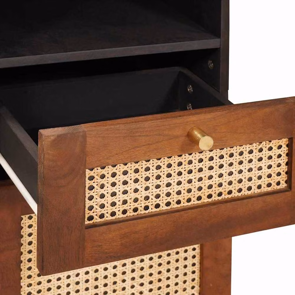 Berkfield Home Mid Century Mango Wood Sideboard in Brown with Drawer and Shelf Storage – 3