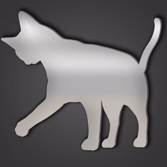 Abyssinian Cat Style 4 Silver Acrylic Pet Mirror, Diameter: 52.3 cm