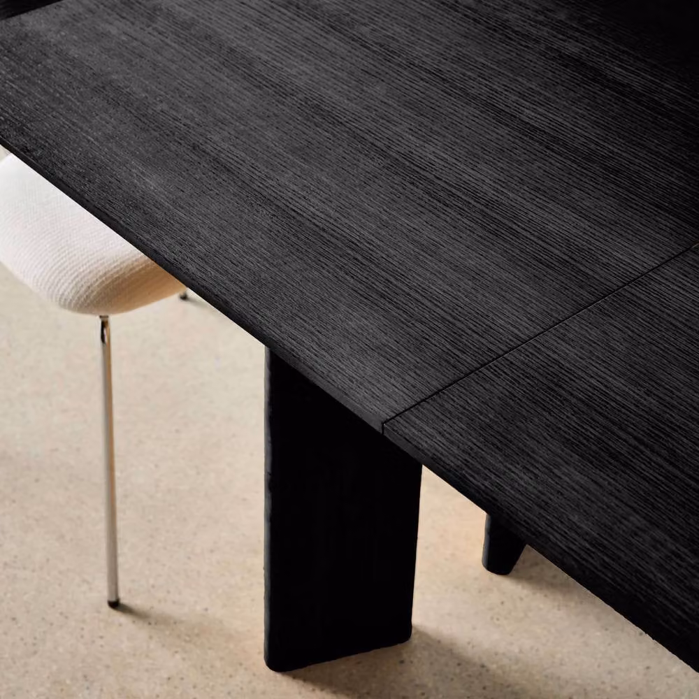 Sweek Black Rectangular Extendable Dining Table with Oak Veneer and Rubberwood, 6-8 Seater, W/D/H: 160 x 90 x 76 cm – 5