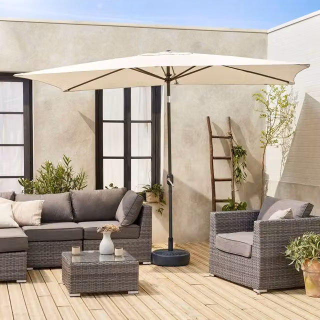 sweeek Rectangular Parasol in Sand with Central Pole – 1