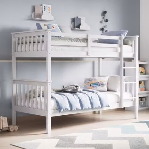 Flair Furnishings Zoom Two-Level Detachable Bunk Bed for Children in White Solid Pine Wood, W/D/H: 80 x 200 cm – 1