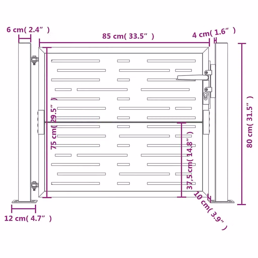Berkfield Home Garden Gate in Brown Corten Steel with Square Design, W: 80 cm, H: 105 cm – 4