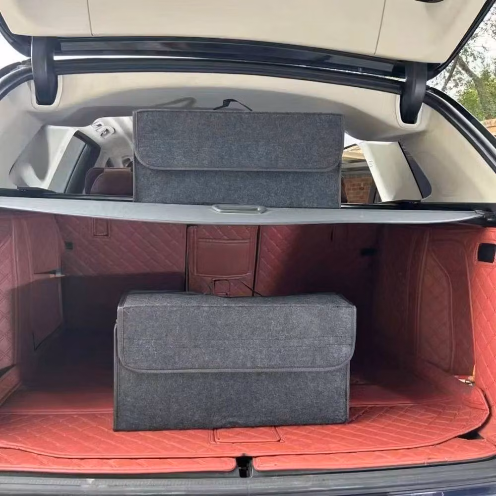 Kelvenix Grey Felt Car Boot Organiser Non-Slip Storage Box – 4