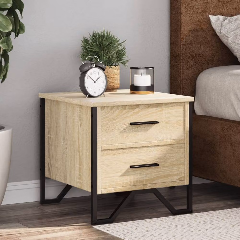 Berkfield Home Bedside Cabinet in Sonoma Oak, Brown, W/D/H: 40 x 41 x 41 cm – 2