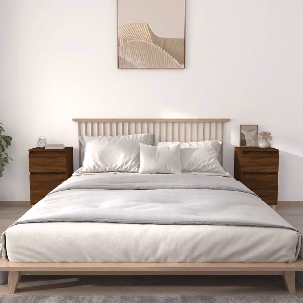 Berkfield Home Set of 2 Classic Bedside Cabinets in Brown Oak, W/D/H: 40 x 35 x 70 cm – 2