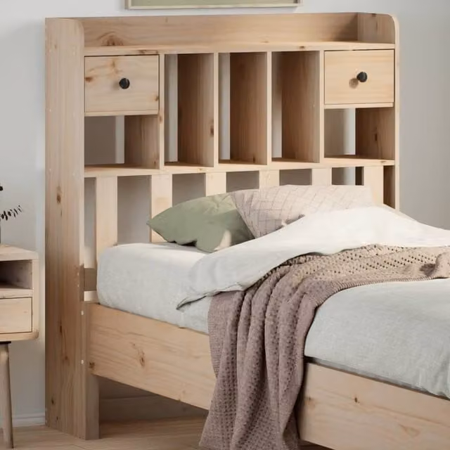 Berkfield Home Solid Wood Pine Headboard with Storage, Brown, Width: 75 cm