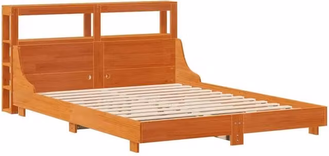 Berkfield Home Solid Pine Decorative Bed Frame in Wax Brown, W/D/H: 120 x 200 cm, Small Double