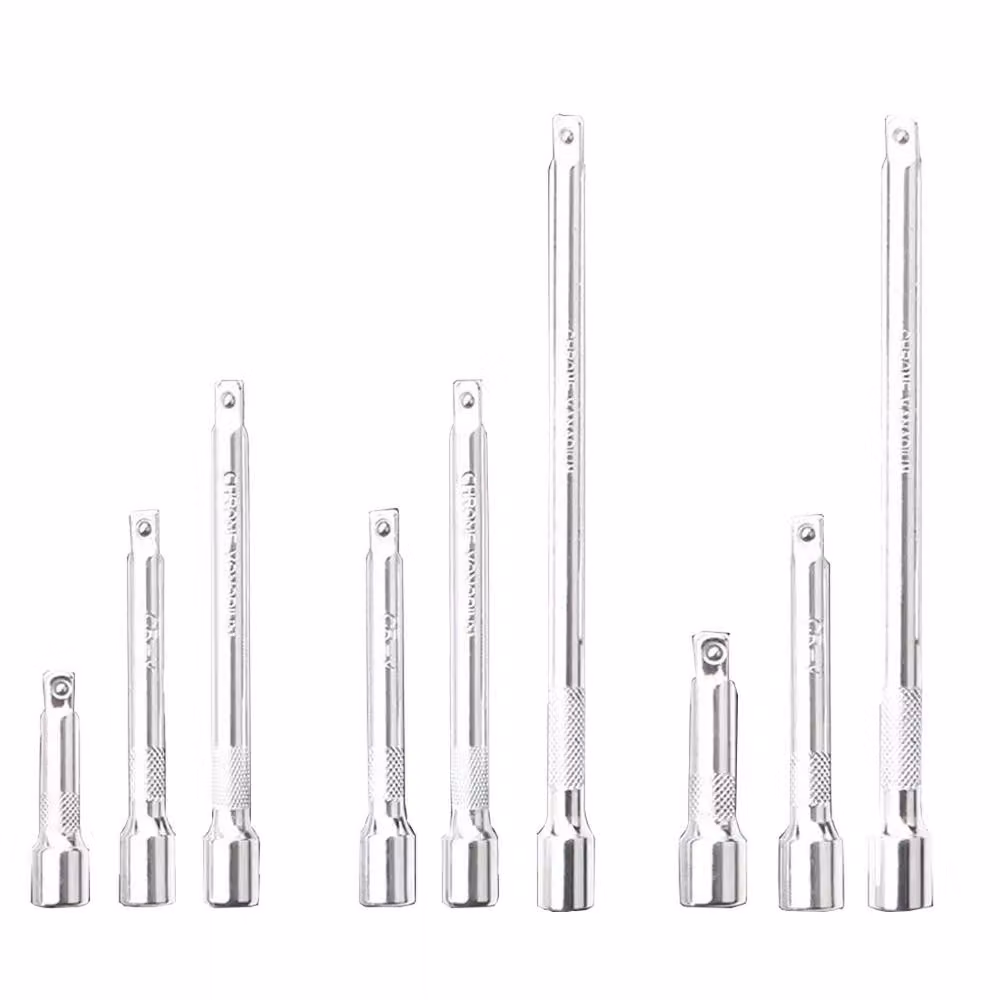 Kelvenix 9-Piece Chrome Vanadium Steel Extension Bar Set with 1/4", 3/8" and 1/2" Drives in Silver – 5