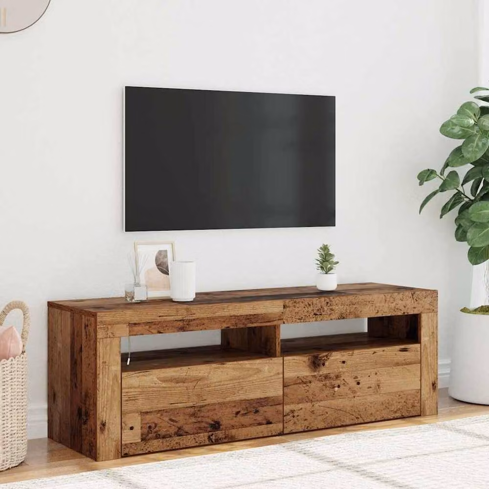 Berkfield Home Modern TV Cabinet with LED Lights in Brown, W/D/H: 120 x 35 x 40 cm – 2