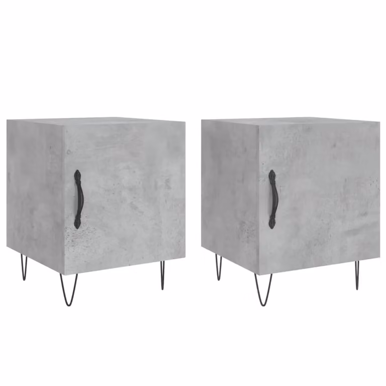 Berkfield Home Set of 2 Modern Bedside Cabinets in Concrete Grey, W/D/H: 40 x 40 x 50 cm