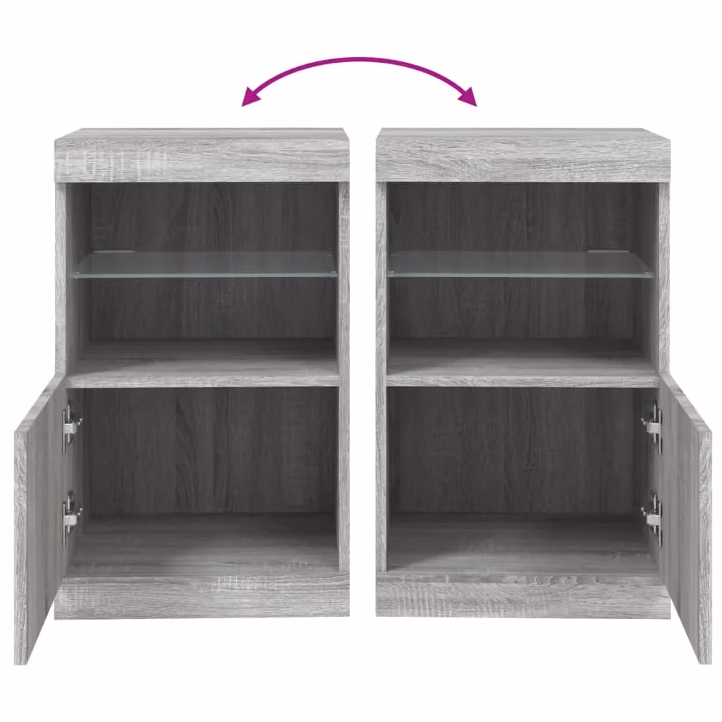 Berkfield Home Modern Sideboard with Integrated LED Lights in Grey, W/D/H: 41 x 37 x 67 cm – 5