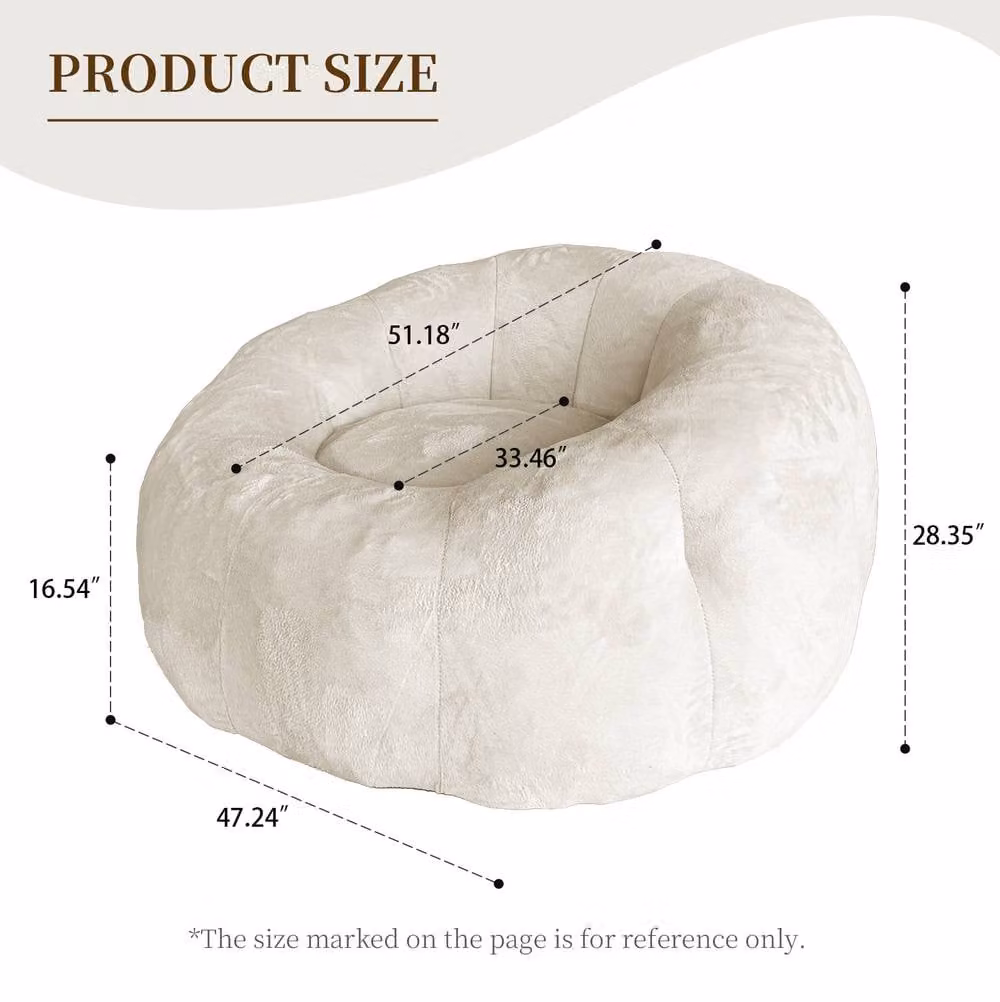 STILVORA Oversized Bean Bag Sofa with White Plush Fleece Fabric and Foam Chunks – 2