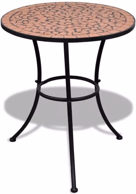 Berkfield Home Bistro Table in Brown Terracotta with Geometric Mosaic Design, Diameter: 60 cm