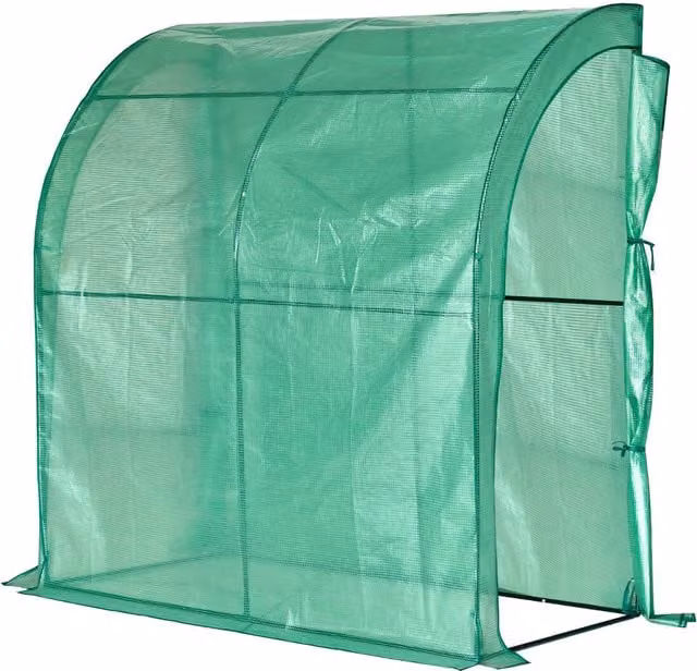My Garden Lean-On Wall-Mounted Walk-In Pent Greenhouse in Green