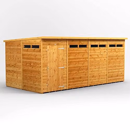 Powersheds Premium Pent Wooden Garden Security Shed in Brown with 12mm Timber and Toughened Glass, W: 240.4 cm, D: 260.4 cm, H: 189.57 cm – 1