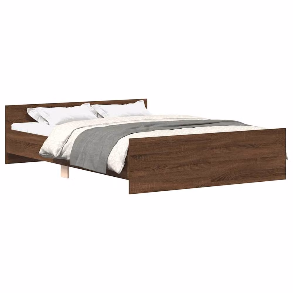 Berkfield Home Durable Bed Frame with Headboard and Footboard, Brown Oak, W/D/H: 140 x 190 x 143 cm – 3