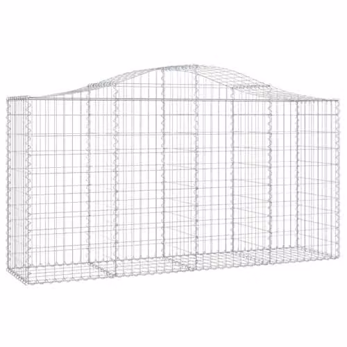 vidaXL 18-Piece Arched Gabion Baskets in Silver Galvanised Steel, W/D/H: 200 x 50 x 100/120 cm – 1