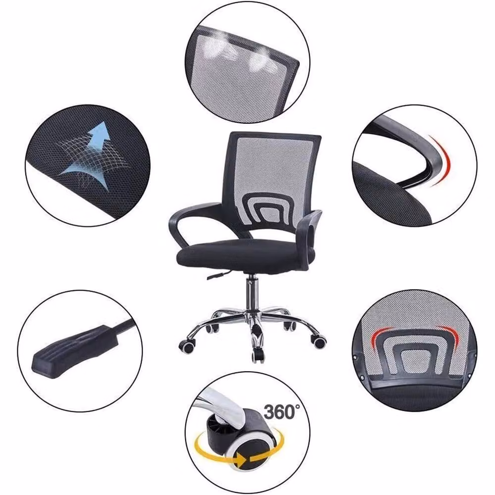 Nordara Black Ergonomic Fabric Home Office Swivel Chair with Armrests, H 100 cm x W 15 cm x D 15 cm – 4