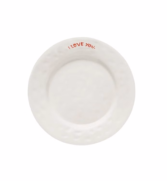 Anna + Nina I Love You White Ceramic Breakfast Plate