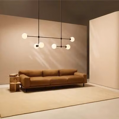 CTO Lighting Trevi Multi 6 DALI-B Suspended Pendant Light in White and Black Metal with Glass