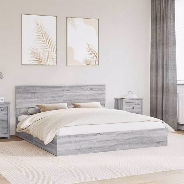 Berkfield Home Grey Sonoma Storage Bed with Drawers, W/D/H: 180 x 200 cm, Engineered Wood