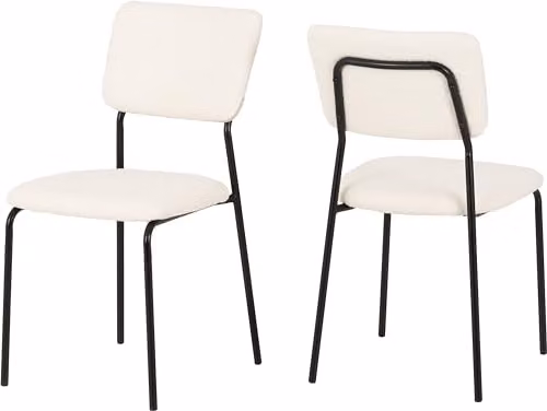 Seconique Sheldon Set of 4 Dining Chairs in Ivory Boucle Fabric