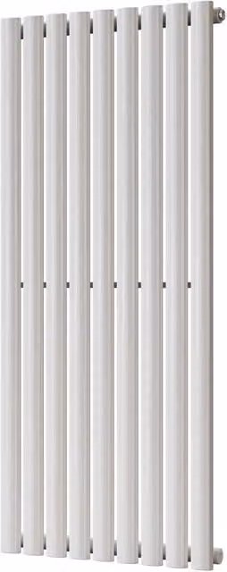 Omeara White Elliptical Tube Vertical Designer Radiator, W: 52.2 cm, H: 120 cm