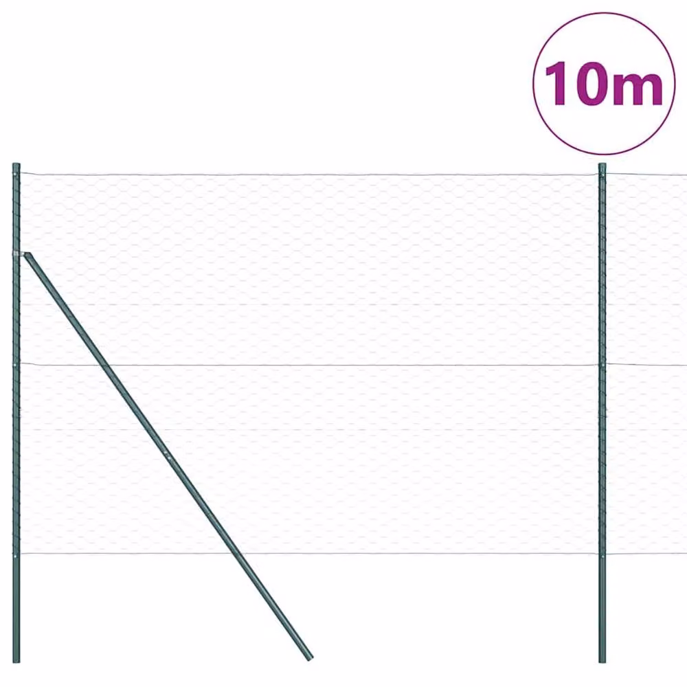 Berkfield Home Hexagon Steel Fence, Green, H 1.5 m x W 10 m – 2