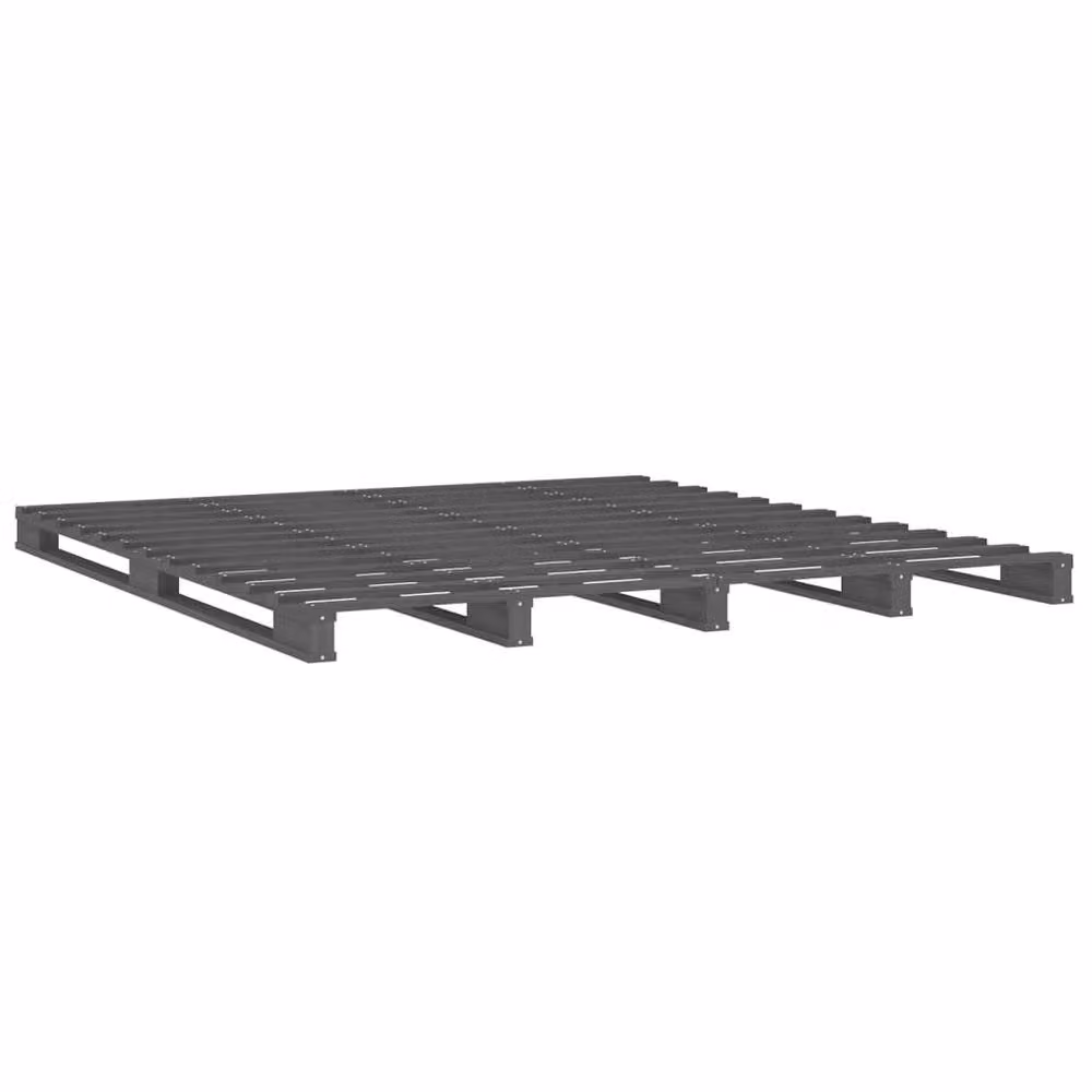 Berkfield Home Grey Solid Pine Wood Pallet Bed King Size W/D/H: 150 x 200 cm – 3