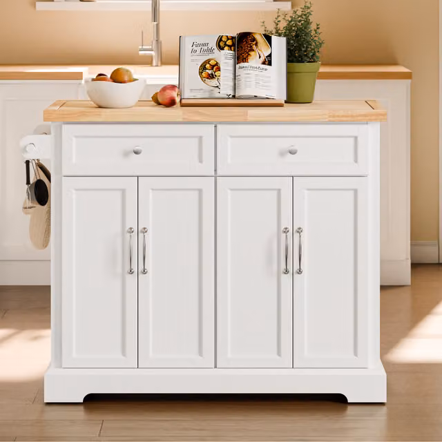 SoBuy Kitchen Trolley with Extendable Worktop and 2 Drawers in White