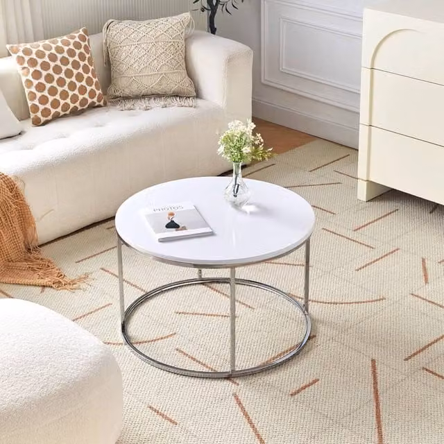 Kelvenix Round Glossy White Coffee Table – 1