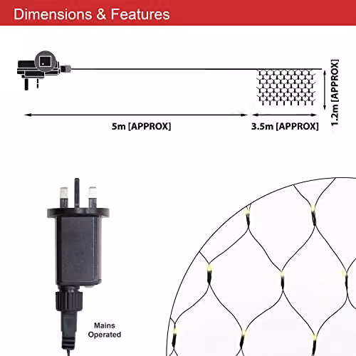 Christmas Workshop 360 LED Warm White Net Design Window Lights, Mains Powered, W: 350 cm, H: 120 cm – 2