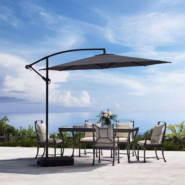 3M Komore Grey Cantilever Patio Parasol with Fillable Freestanding Base and Wheels
