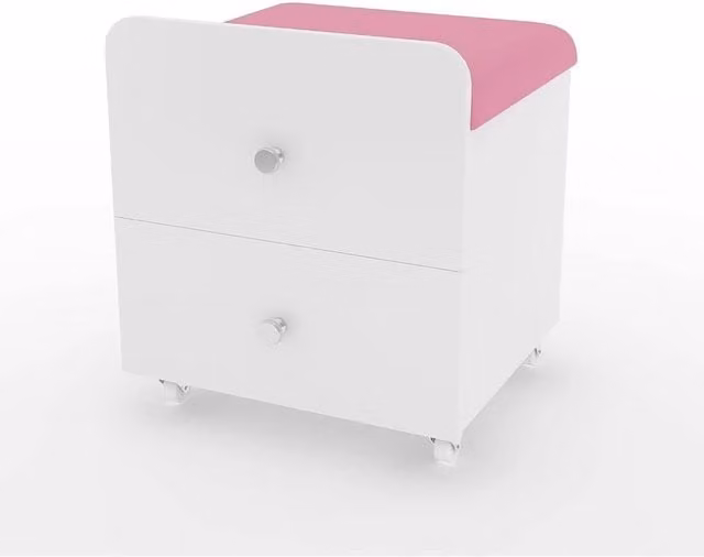 KORVIXA Pink Vanity Stool with Storage and Padded Synthetic Leather Seat – 1
