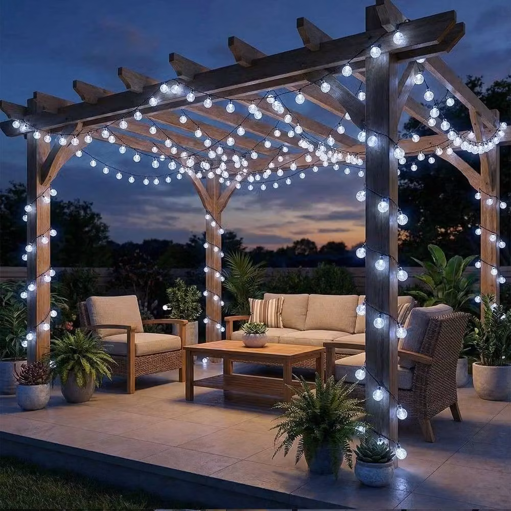 SPETLEK Solar Powered Retro LED Bulb String Lights, Cool White, 8m – 2