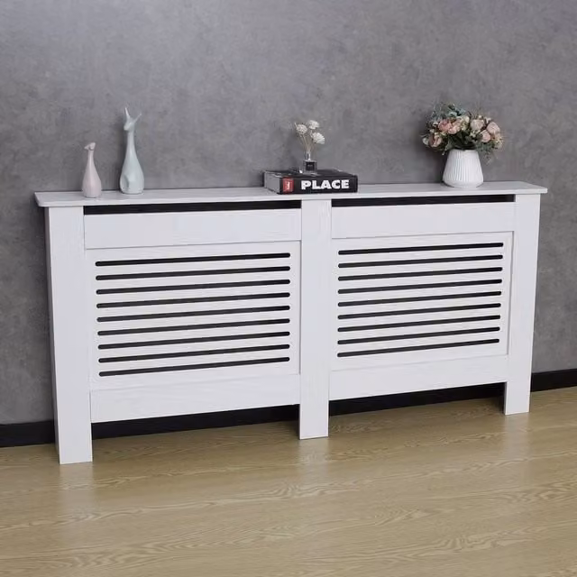 KORVIXA Horizontal Slats XL Grill Shelf Cabinet in White, W/D/H: 100 x 100 x 100 cm