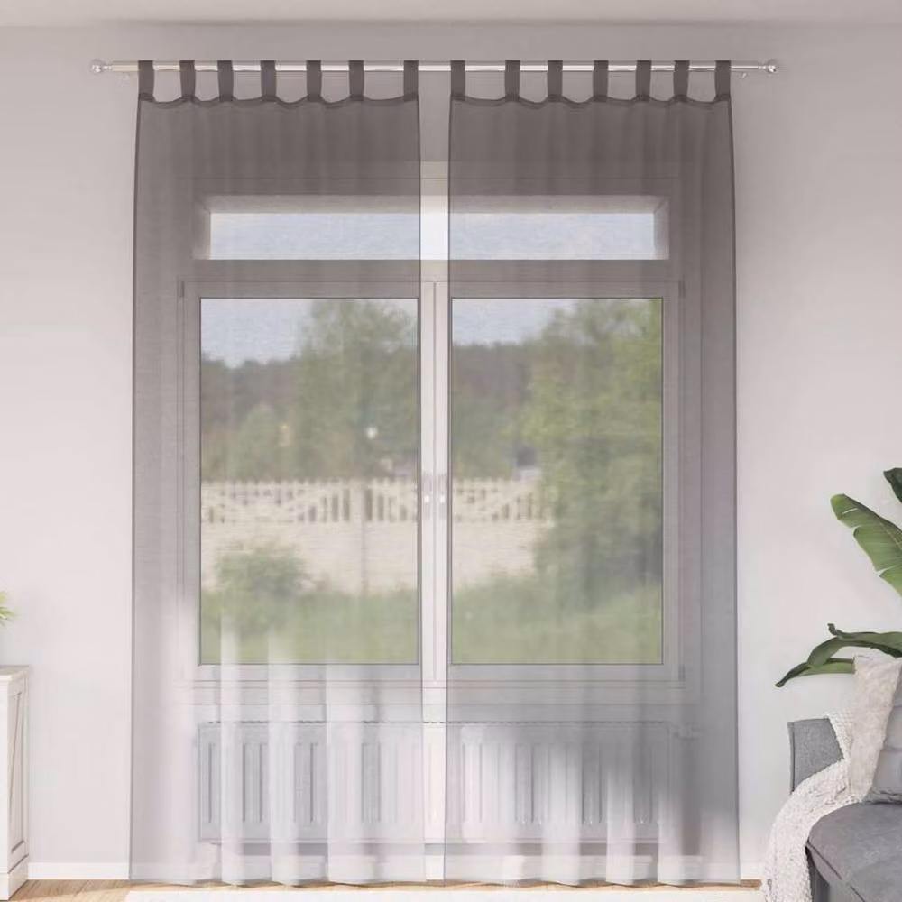 Berkfield Home Voile Curtains with Loops, 2 Pack, Grey, W: 140 cm, H: 260 cm – 2